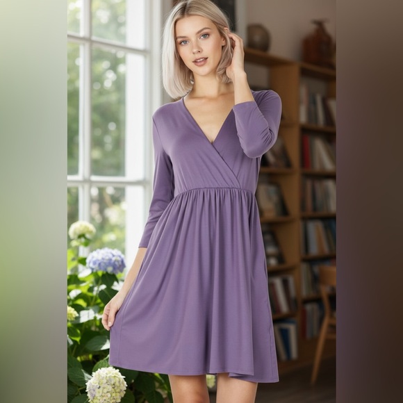 NEW•XL•LILLY LILAC EMPIRE WAIST SWING DRESS•NWT - Picture 4 of 13